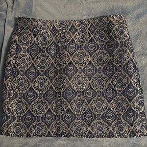 J. Crew Navy and Cream Patterned Pencil Skirt